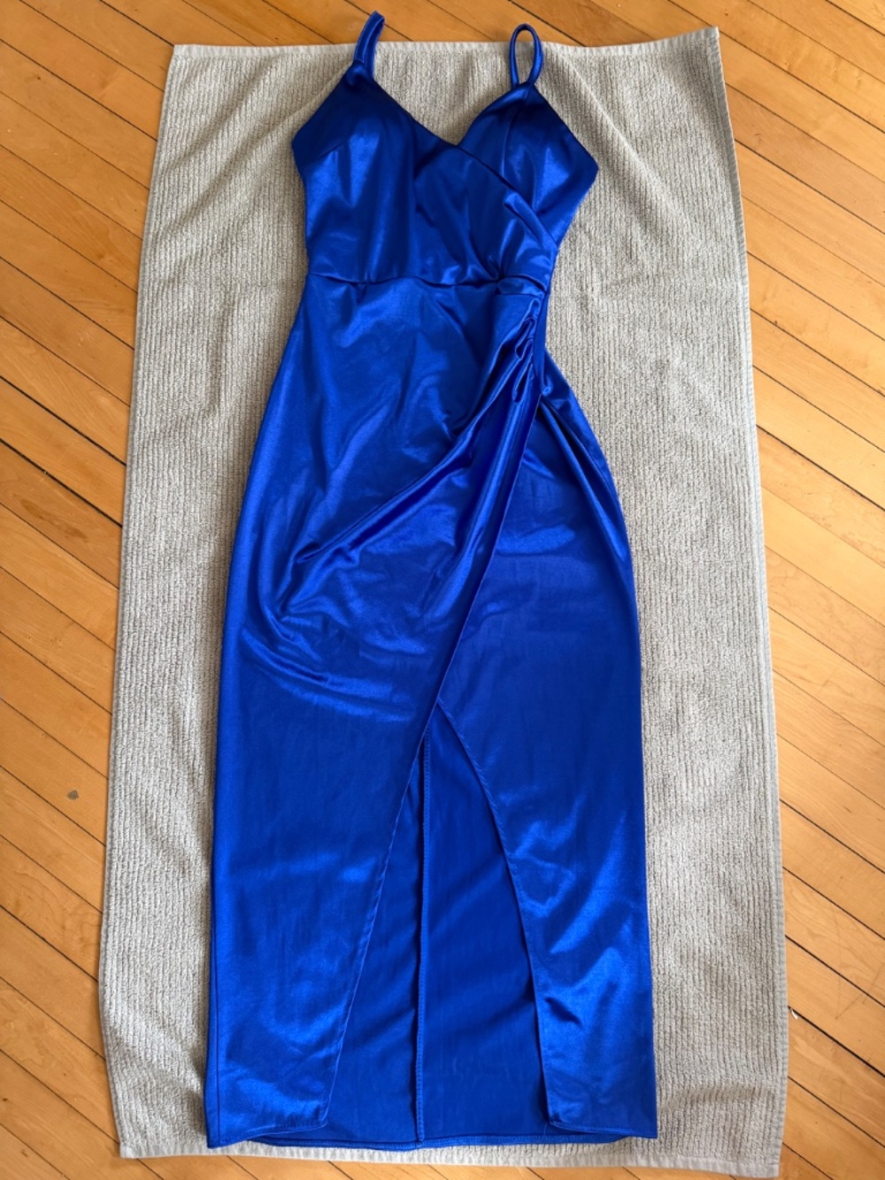 Royal Blue Dress Satin Dress Midi Dress Size M - Picture 9 of 13